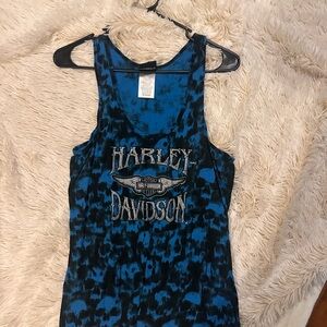 Harley-Davidson Black and Blue Tank Top